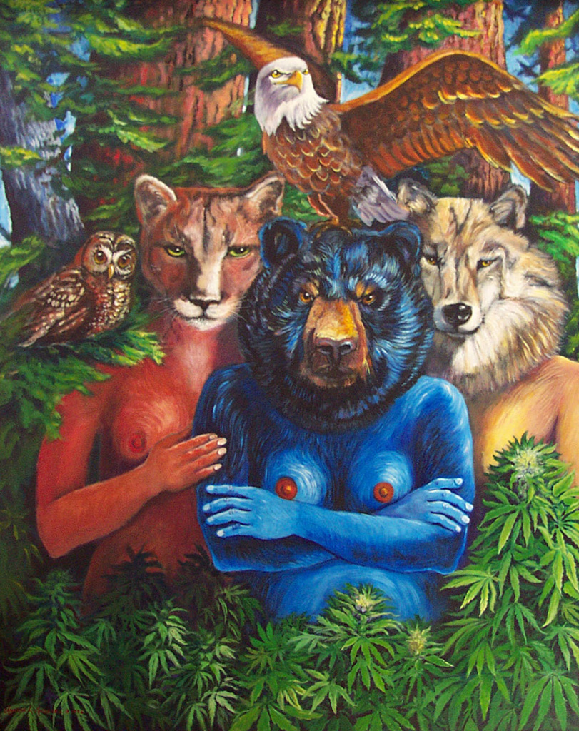 Clayoquot Wild Women, 4’x5’ Acrylic on canvas 1996