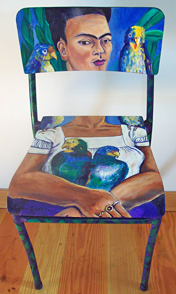 Frida Kahlo, Mexican painter 1907-1954 - Acrylic on Wooden Chair, 1998