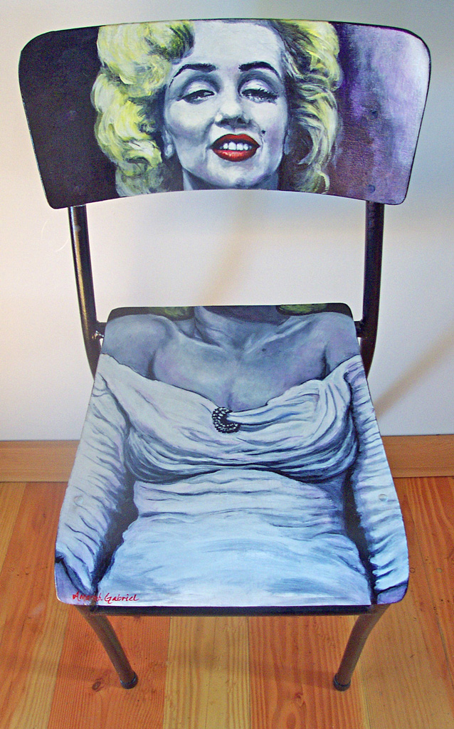 Marilyn Monroe, American actress 1926-1962 - Acrylic on Wooden Chair, 2000