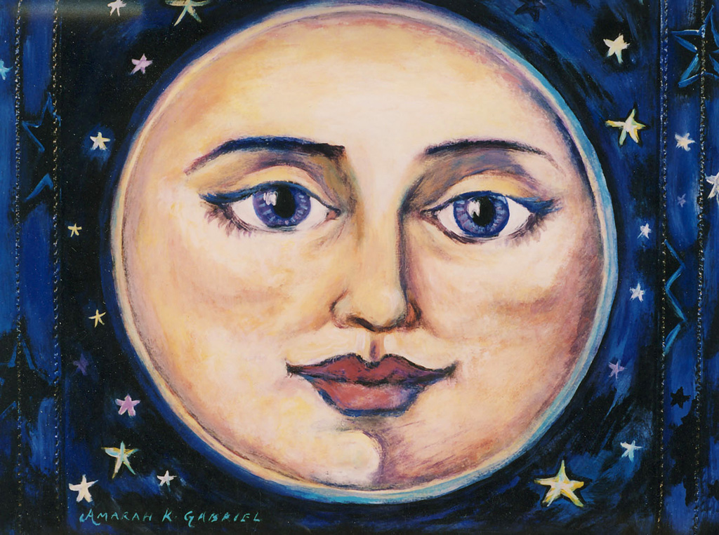 Moon Face, Acrylic on Suitcase 2002