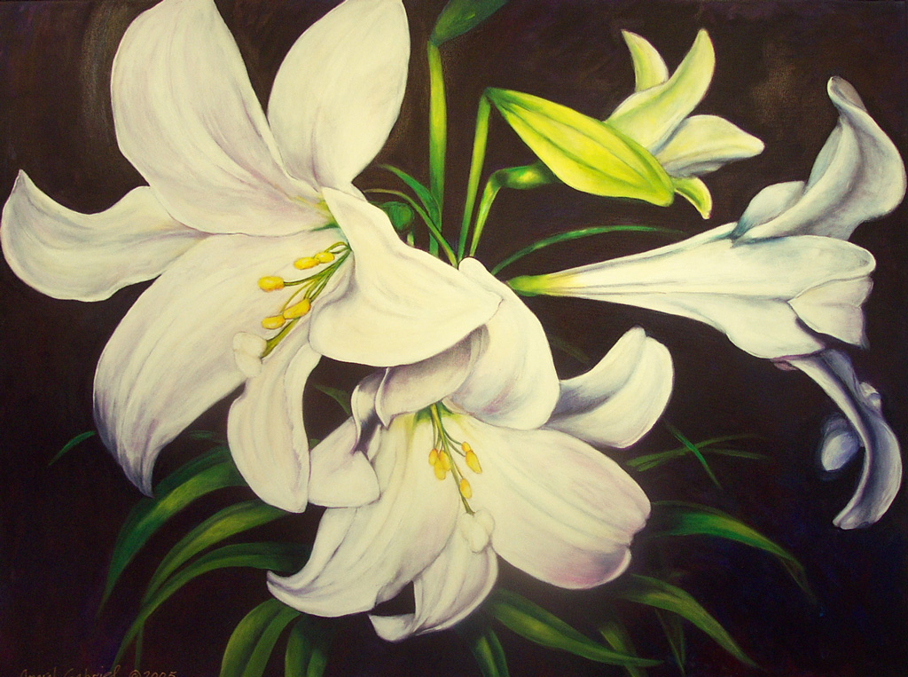 Easter Lily - Acrylic on canvas, 3’x4’, 2007