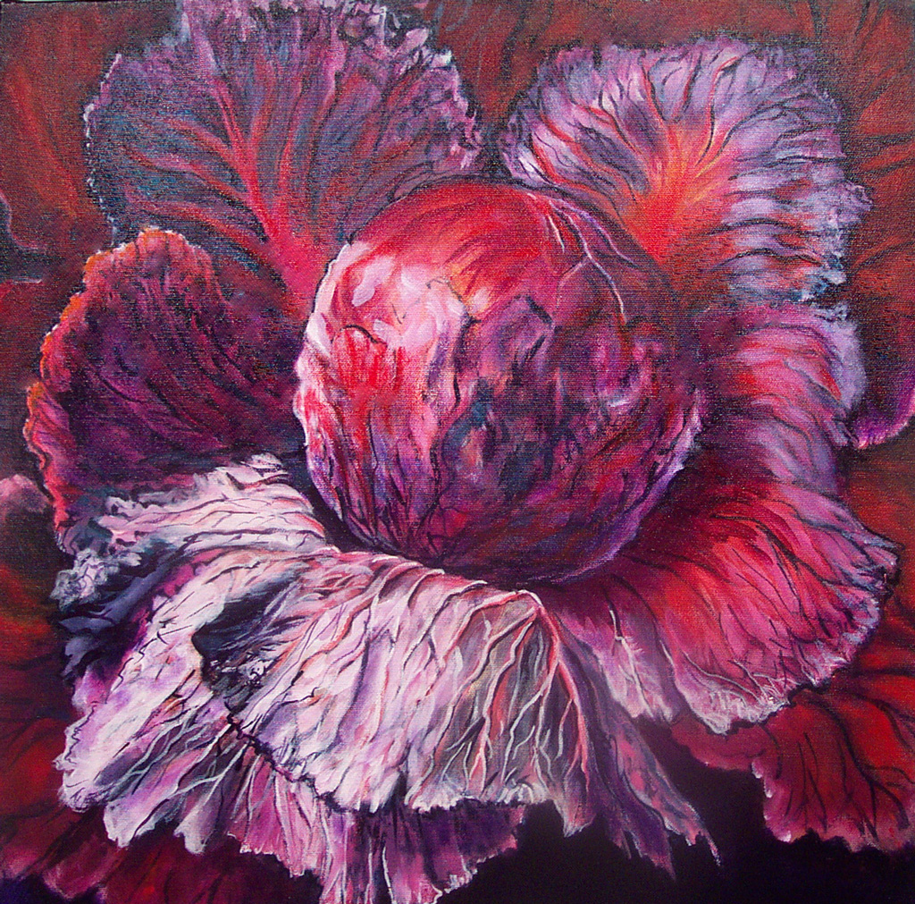 Red Cabbage/Garden Suite - Acrylic on canvas, 18”x18”, 2005