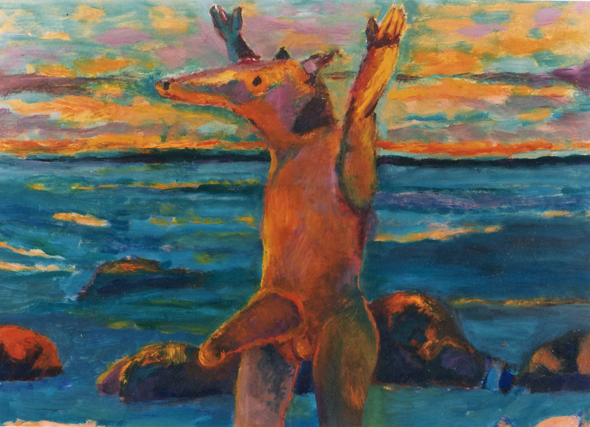 Bernie on the Beach, Oil on paper, 24” x 30”, 1979