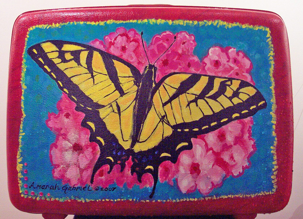 Swallowtail, Acrylic on suitcase 2007