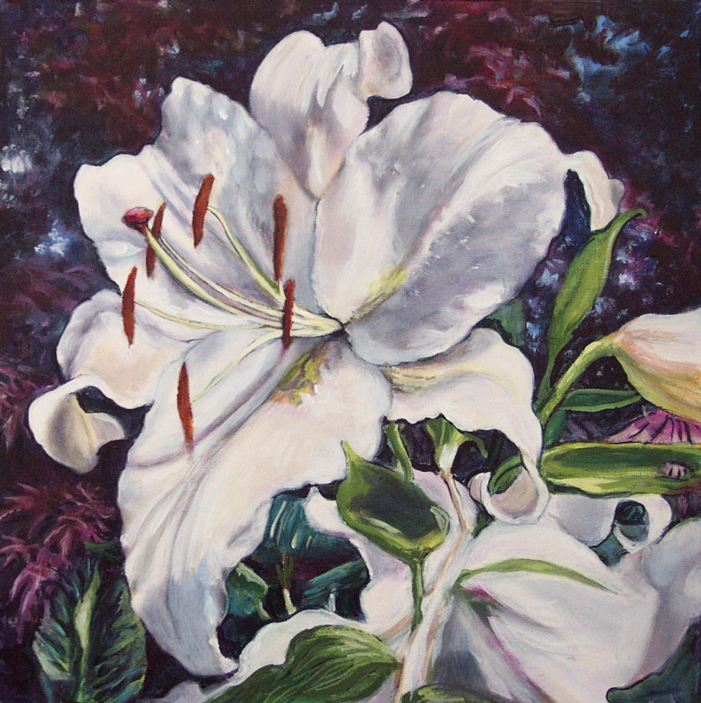 White lily/Garden Suite - Acrylic on canvas, 18”x18”, 2006