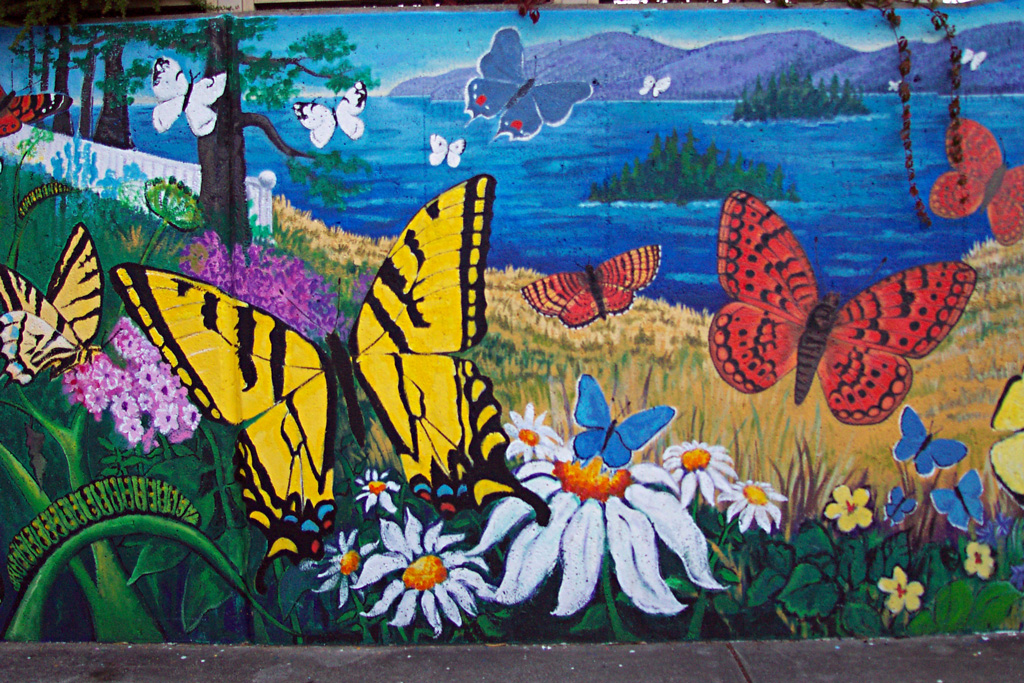 Detail Western Tiger Swallowtail, Butterfly Mural, Salt Spring Island