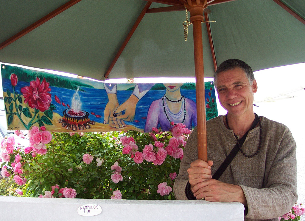 Marcus’s Rose Beads - Market Display, Salt Spring Island, 2003