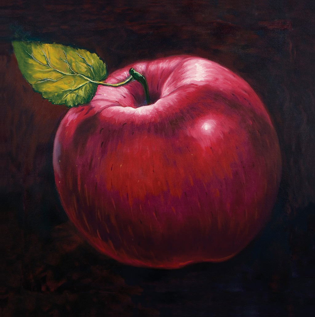 Red Free Apple, 18”x18” Acrylic on canvas 2007