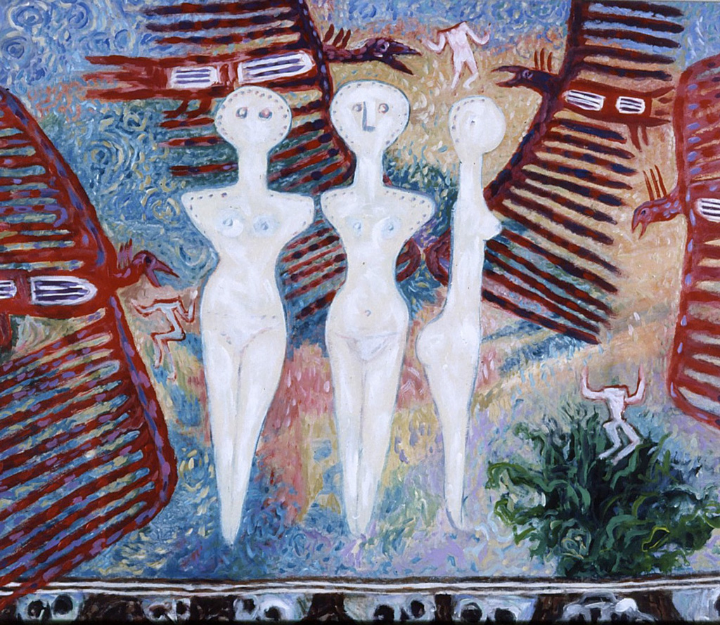 Sisterhood - Acrylic on board, 3’x4’, 1986