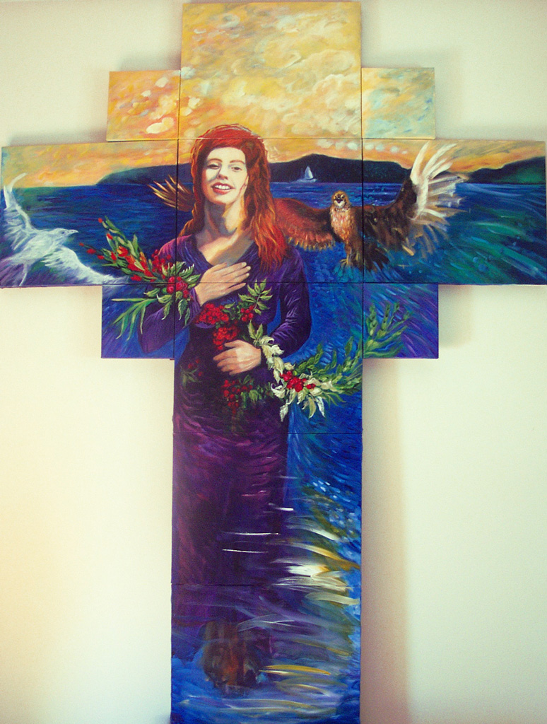 Song of Sarah - Acrylic on multi canvas cross, 7’ x 7’, 2009