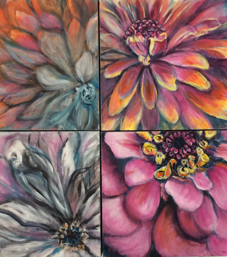 Zinnia series - Acrylic on canvas, 16”x20", 2014