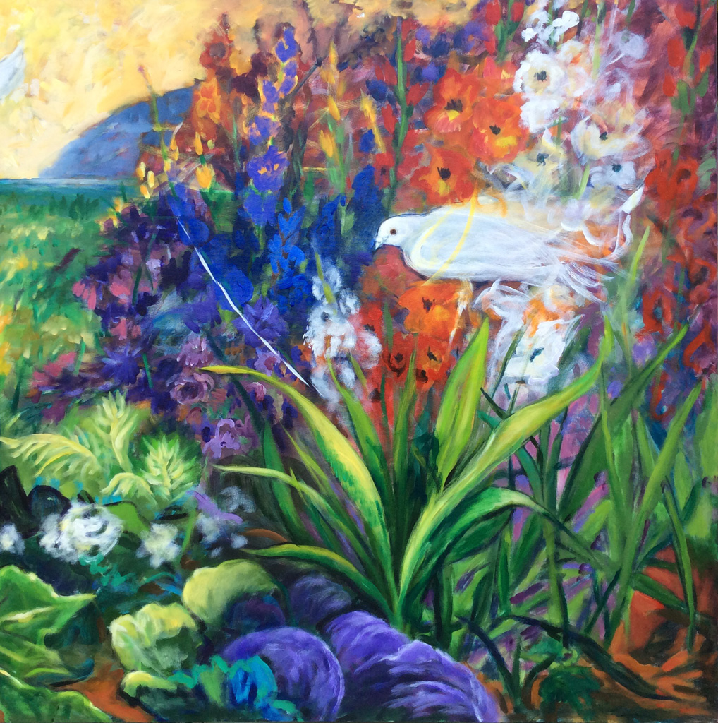 Garden tryptic #3 Acrylic on Canvas 40"x40"