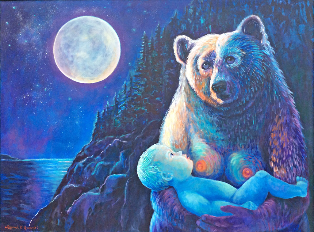 Grandmother Moon, Acrylic on canvas 3’x4’ 2002