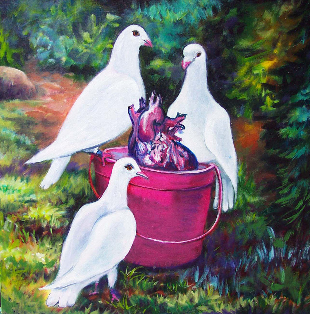 Washing the Heart, Acrylic on canvas 18”x18” 2005